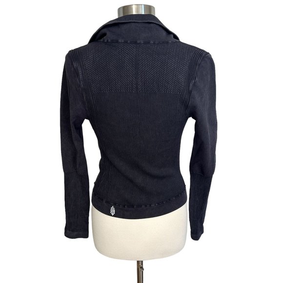 Free People Movement XS Black Mercury Moto Zip Seamless Knit Athletic Jacket - Picture 4 of 7